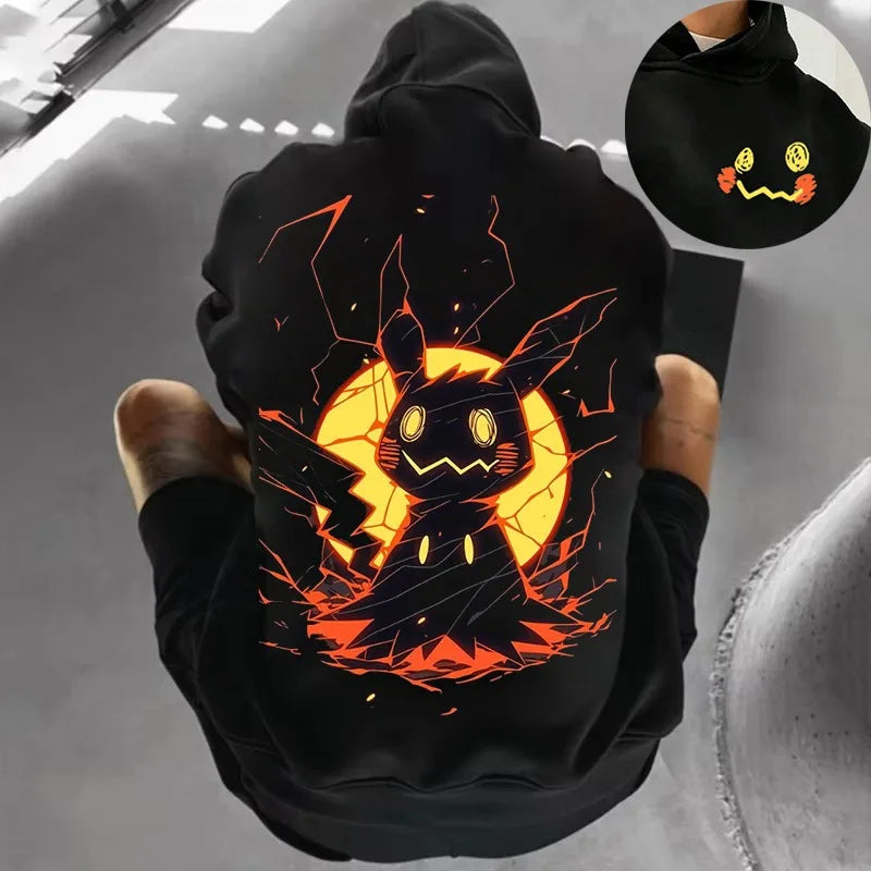 Fun Mimikyu Glow Print Hoodie for Men and Women 2025 Autumn/Winter New Y2K Harajuku Plus Size Casual Sweatshirt Top