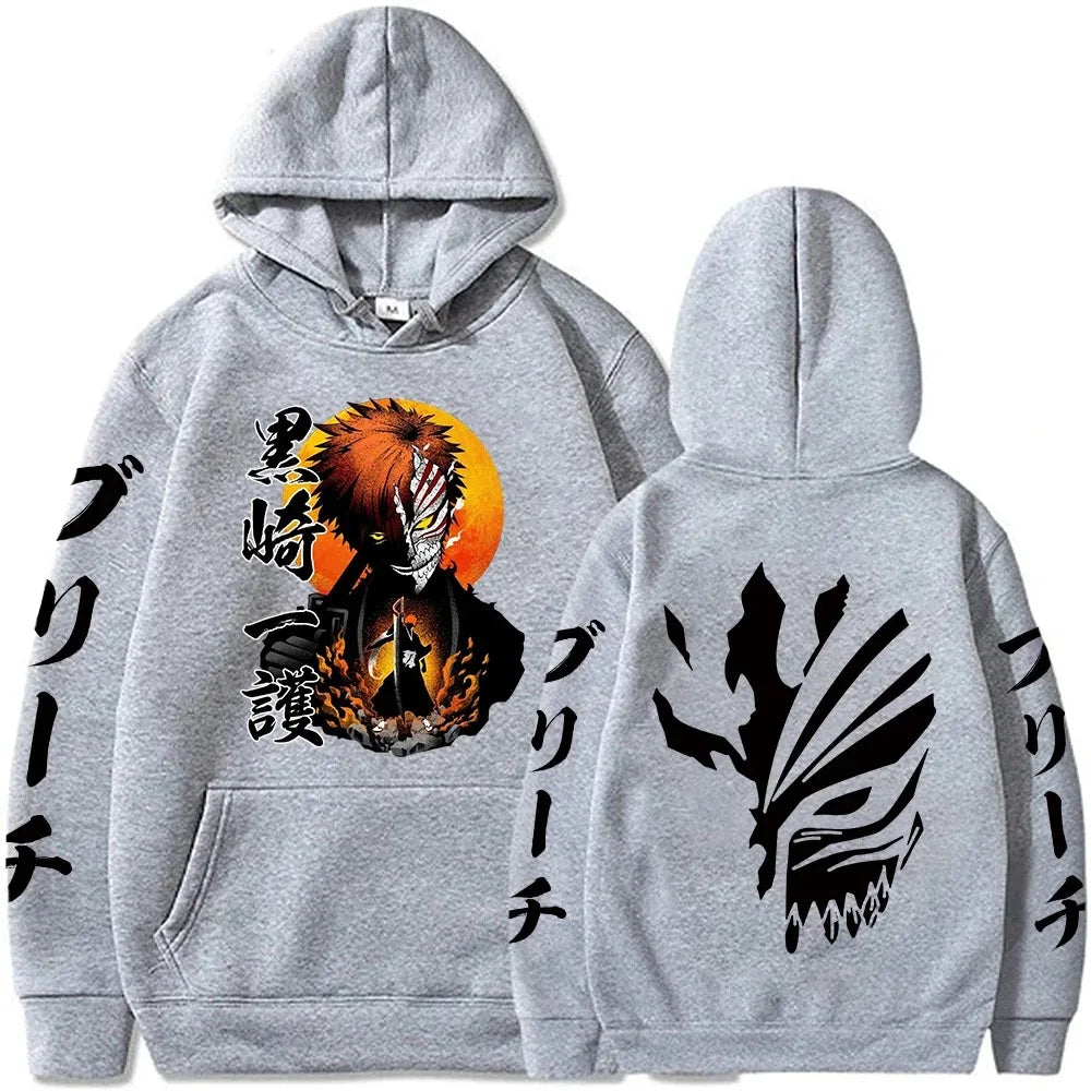 Japan Anime Cartoon Manga Peripherals Hoodies Bleach Print Pullovers Long Sleeve Harajuku Fashion Fleece Warm Casual Sweatshirt
