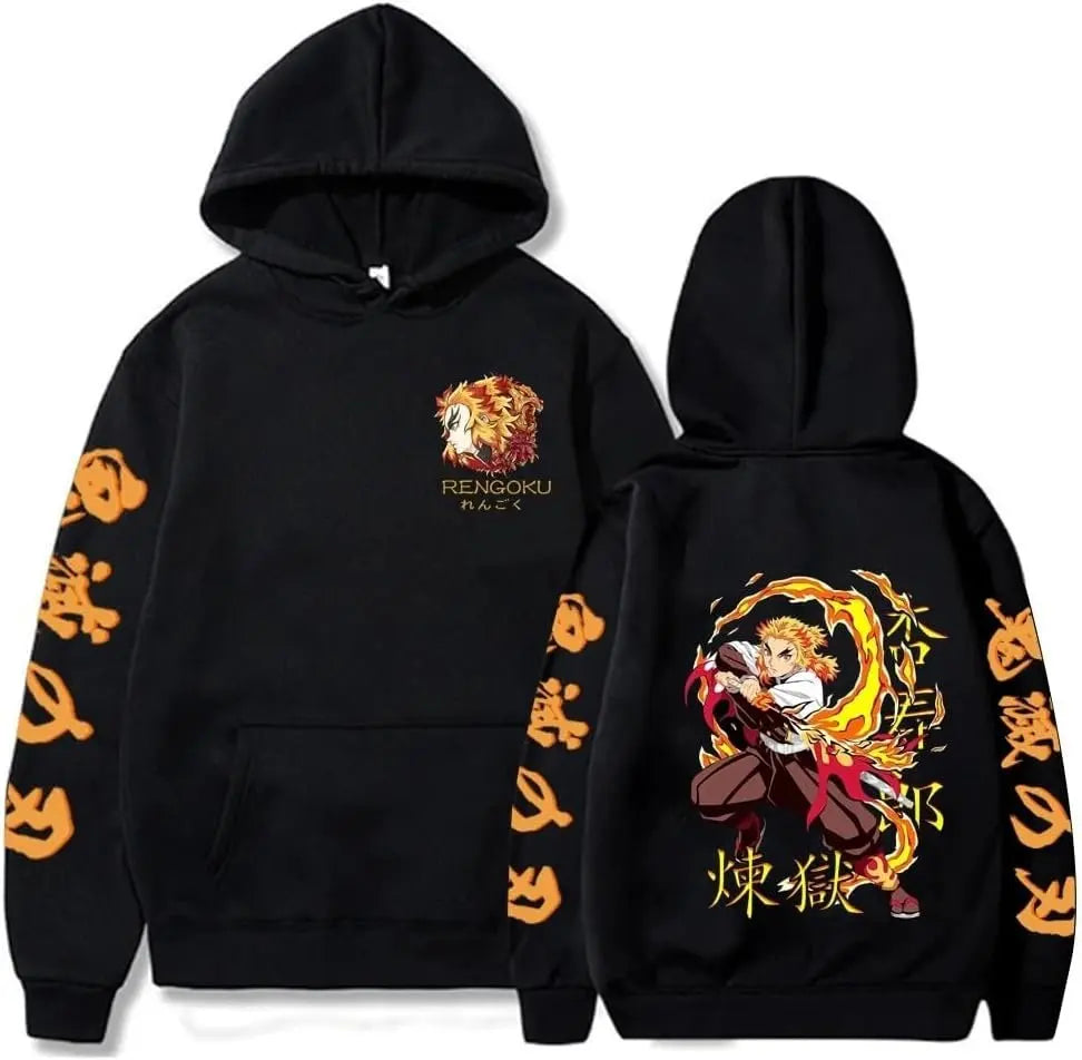Demon Slayer Rengoku Kyojiro Hoodie Men Women Anime Cosplay Jacket Autumn Winter New Loose Casual Cotton Streetwear Y2k Clothes