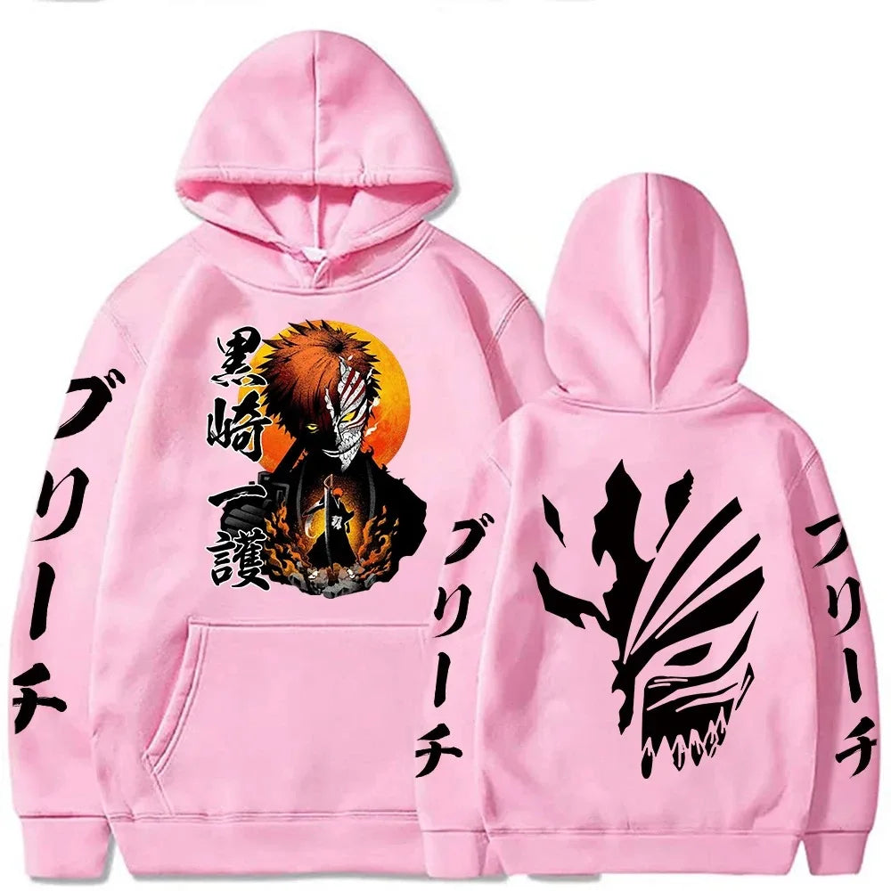Japan Anime Cartoon Manga Peripherals Hoodies Bleach Print Pullovers Long Sleeve Harajuku Fashion Fleece Warm Casual Sweatshirt
