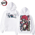 Harajuku Japan Anime Demon Slayer Men Women Hoodies Plus Size Sweatshirt Retro Akaza Pattern Unisex Long Sleeve Pullover