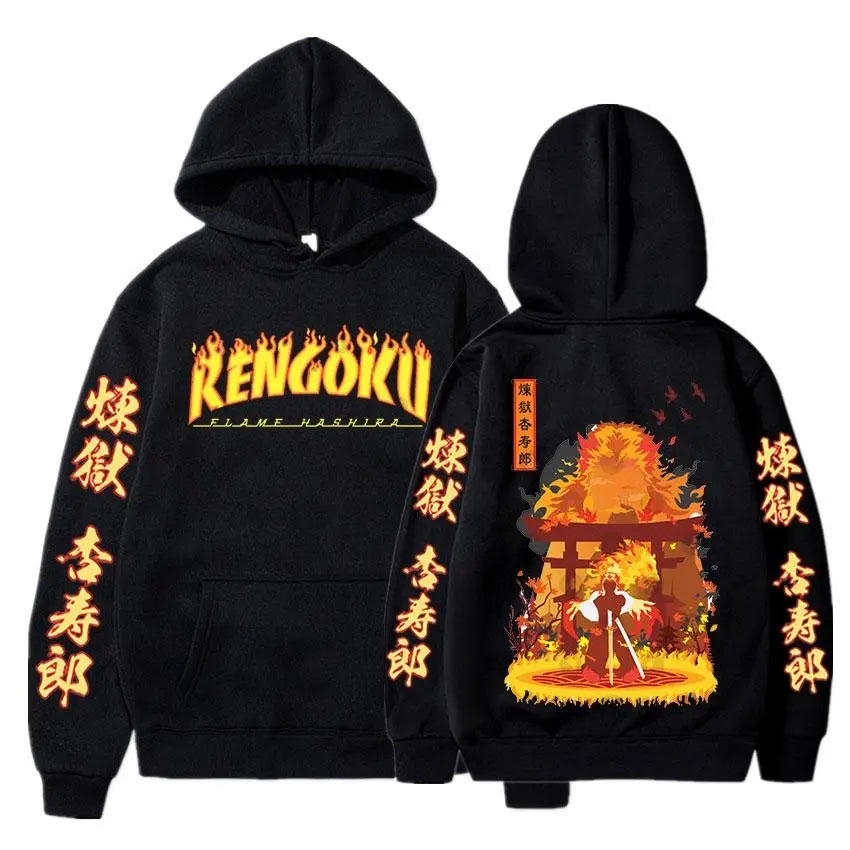 Demon Slayer Rengoku Kyojiro Hoodie Men Women Anime Cosplay Jacket Autumn Winter New Loose Casual Cotton Streetwear Y2k Clothes