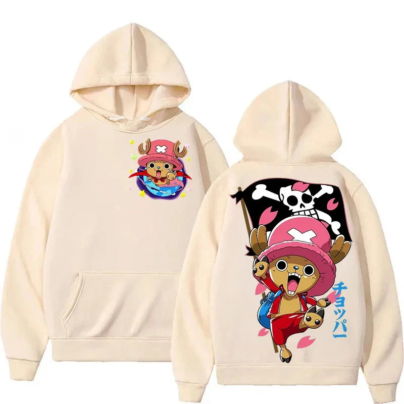 Latest Harajuku Style One Piece Cute Chopper Pattern Autumn Winter Pure Cotton Hoodie Couple Party Oversized Long Sleeved Top
