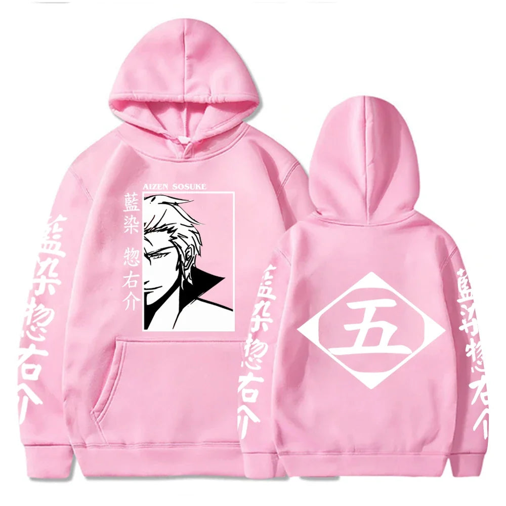 Japan Anime Bleach Aizen Sosuke Cosplay Hoodies Pullovers Tops Man Long Sleeve Clothes