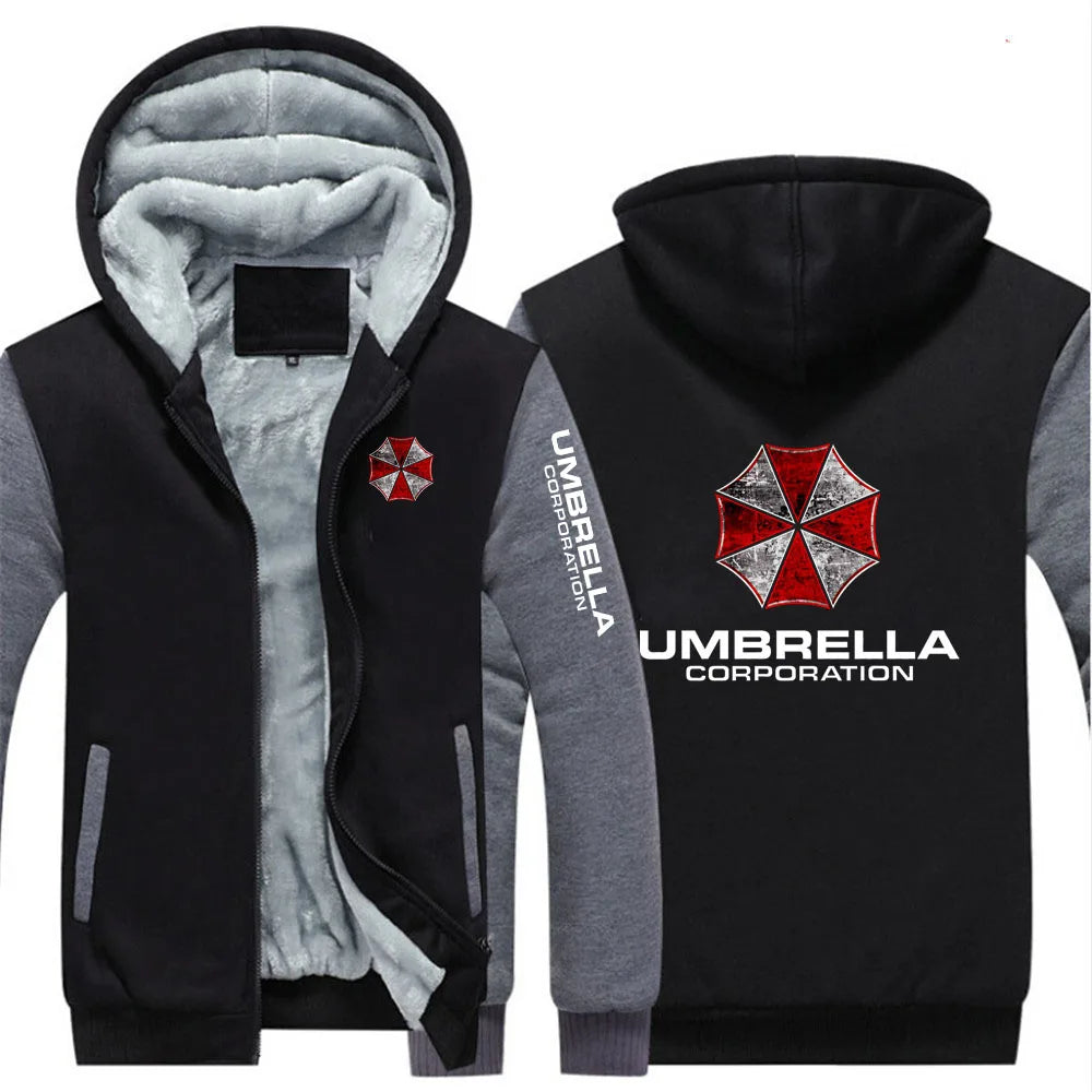 Hoodies Autumn And Winter Man's Popular Jacket Umbrella Corporation Graphic Logo Print Fleece Warm Coat