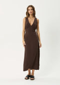 AFENDS Womens Tully - Seersucker Maxi Dress - Coffee