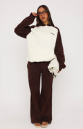 Loving It Here Oversized Hoodie Cream/Chocolate